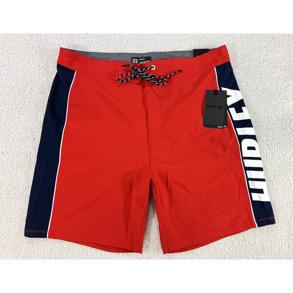 Hurley Phantom Fastlane 18” Boardshorts Surf Beach Red Navy Blue Mens Size 32